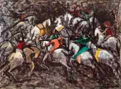 Magdalena Rădulescu, Cavalcadă, 1968, ulei pe pânză