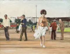 Piața Unirii by Matei Lazarescu, 1974, ulei pe pânză, sold Apr 2019