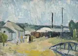 Drumul spre fabrică by Alexandru Ciucurencu, 1951, ulei pe carton, offered Apr 2019