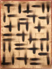 Constantin Pacea, Signe, 1987, foiță de aur și fum pe hârtie manuală