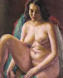 Nud by Leon Biju, ulei pe carton, sold Mar 2019
