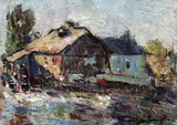 Moara din sat by Rudolf Schweitzer–Cumpăna, ulei pe pânză lipită pe carton, sold Mar 2019