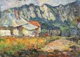 Spre Piatra Craiului by Rudolf Schweitzer–Cumpăna, ulei pe carton, sold Mar 2019