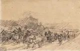 Nicolae Grigorescu, Întoarcerea de la târg, cărbune pe hârtie