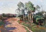 Dumbravă by Adam Bălţatu, ulei pe carton, sold Mar 2019