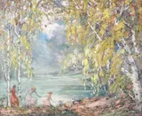 Dansul primăverii by Kimon Loghi, ulei pe carton, sold Mar 2019