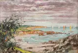 Peisaj în Bretania by Kimon Loghi, ulei pe carton, sold Mar 2019