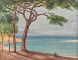 Golf la Biarritz by Kimon Loghi, ulei pe carton, sold Mar 2019