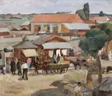 Ștefan Constantinescu, Târgul de duminică, 1928, ulei pe pânză