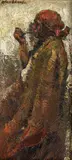 Fumătoarea de pipă by Octav Băncilă, ulei pe pânză, sold Mar 2019