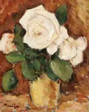 Trandafiri albi by Nicolae Tonitza, ulei pe carton, offered Mar 2019