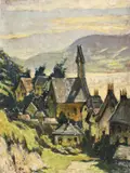 Peisaj din Provence by Constantin Isachie Popescu, ulei pe pânză lipită pe carton, sold Mar 2019