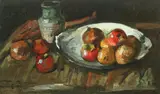 Natură statică cu mere by Gheorghe Petrașcu, ulei pe pânză, sold Mar 2019
