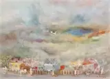 Primăvara în sat by Margareta Sterian, ulei pe pfl, sold Mar 2019