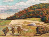 Peisaj din Vlaici by Camil Ressu, ulei pe carton, sold Mar 2019