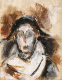 Arlechin by Corneliu Baba, ceracolor pe hârtie, sold Feb 2019