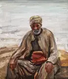 Samuel Mützner, Turc la marginea mării, ulei pe carton