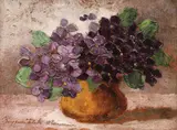 Flori de Nu-mă-uita by Eugenia Filotti Atanasiu, ulei pe carton, sold Feb 2019