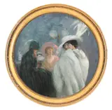 Leon Biju, Trei artiste la Paris (Mărioara Ventura, Agepsina Macri-Eftimiu, Mărioara Voiculescu), ulei pe pânză lipită pe carton