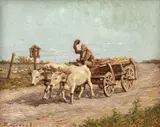 Drumul spre casă by Ludovic Bassarab, ulei pe lemn, sold Feb 2019