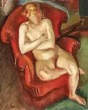 Iosif Iser, Nud pe fotoliu roșu, ulei pe pânză