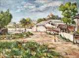 Constantin C. (Ali-Baba) Constantinescu, Case la Mangalia, ulei pe carton