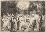 Cununie ortodoxă by Theodor Aman, acvaforte şi gravură cu acul, sold Feb 2019