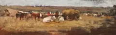 Nicolae Grigorescu, Târg la Rucăr, ulei pe pânză lipită pe lemn