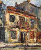 Case la Sulina by Rudolf Schweitzer–Cumpăna, ulei pe carton, sold Feb 2019