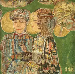 Confesiuni by Georgeta Năpăruș, 1983, ulei pe pânză, sold Feb 2019