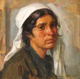 Chivuță by Nicolae Vermont, ulei pe carton, sold Feb 2019