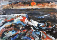 Apus by Ion Pacea, ulei pe carton, sold Feb 2019