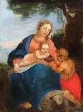 Madona cu pruncul by sec. Xvii Şcoală Italiană, ulei pe cupru, offered Feb 2019