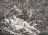 Dryades şi Faun (după o pictură de François Boucher) by sec. Xviii Școală Italiană, acvaforte şi gravură cu dăltiţa, sold Feb 2019