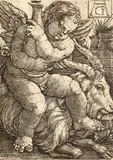 Cupid (după o pictură de Albrecht Dürer) by Heinrich Aldegrever, acvaforte, offered Feb 2019