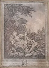 Jacque Couché, La coquette fixée (după o pictură de Jean-Honoré Fragonard), placă de cupru oţelită