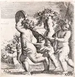 Marcantonio Bellavia, Amoraşi (după o pictură de Annibale Carracci), acvaforte