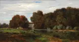 În parcul castelului by Charles Felix Deshayes, ulei pe lemn, sold Feb 2019