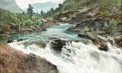 Josefina Holmlund, Cascadă pe râul Kalix, ulei pe pânză