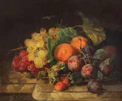 Louis Lemaire, Natură statică cu struguri şi prune, 1844, ulei pe pânză