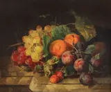 Louis Lemaire, Natură statică cu struguri şi prune, 1844, ulei pe pânză
