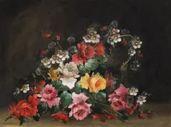Franz Stoitzner, Trandafiri și flori de măceș, ulei pe pânză