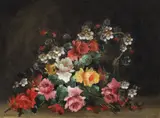 Franz Stoitzner, Trandafiri și flori de măceș, ulei pe pânză