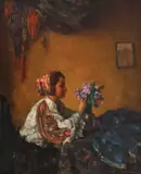János Czencz, Săsoaică aranjând buchet de flori