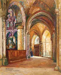 Pierre Gaston Rigaud, Interior din catedrala Chartres, ulei pe carton