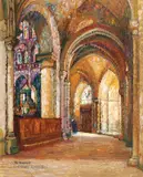 Pierre Gaston Rigaud, Interior din catedrala Chartres, ulei pe carton