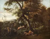 Jan van Der Meer II, Peisaj cu oi sub un arbore, ulei pe pânză