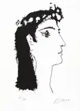 Luis de Góngora y Argote (Planşa 2 din Tête de femme à la couronne de fleurs) by Pablo Picasso, litografie, sold Feb 2019