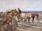Stoica Dumitrescu, Întoarcerea de la câmp, ulei pe placaj