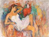 Balerină by Ion Musceleanu, 1988, ulei pe pânză lipită pe carton, sold Jan 2019